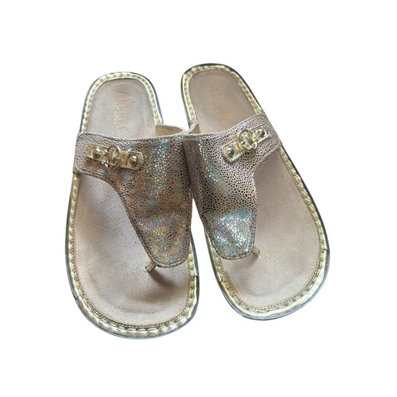Alegria Vanessa Sand Do Thong Sandals Gold Metallic Comfort Open Toe Shoes 40 - Picture 1 of 6